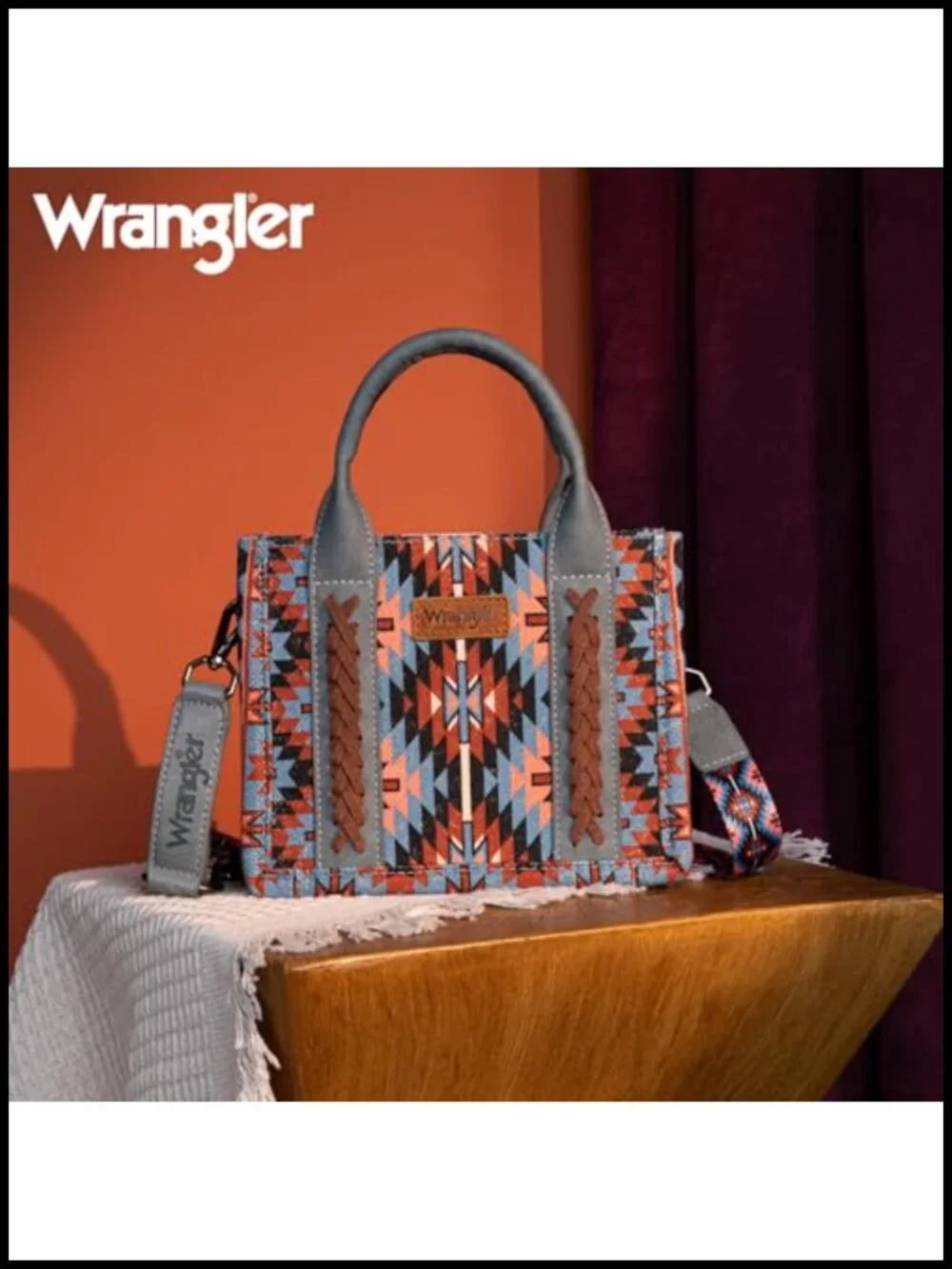 Western Aztec Mini Tote Crossbody Purse with Leather Handles